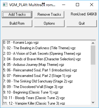 VGMPlayer Main Window Screenshot